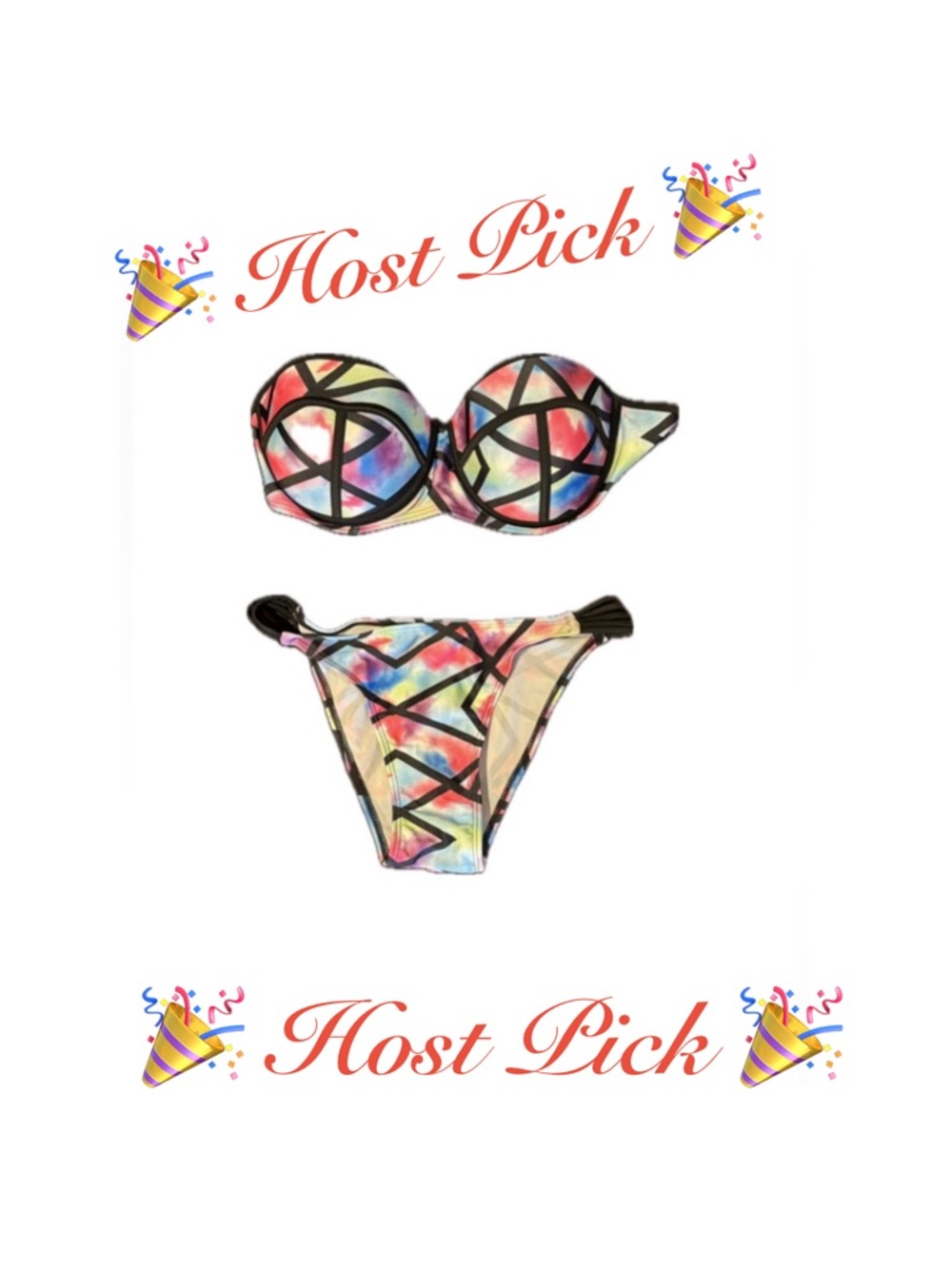 Beautiful Bandeau Molded Cup Multicolor Tie-Dye Bikini Set